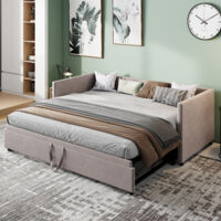 Schlafsofa 90x200 cm, Klappsofa Gästebett,Clic-clac Funktion mit Lattenrost, 2-in-1 Klappsofa, Veloursstoff, grau, ohne Matratze für Wohnzimmer & Gästezimmer