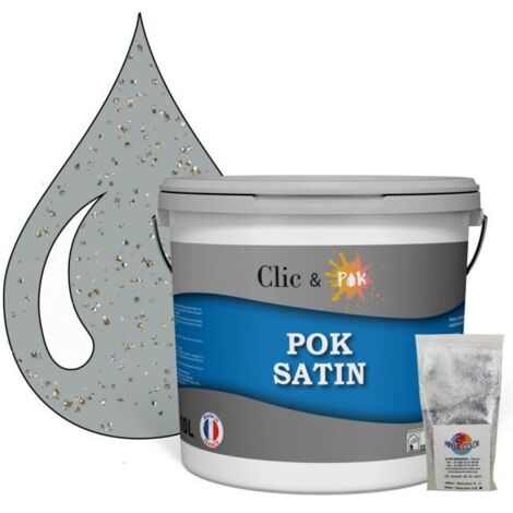 Peinture Effet Pailleté pour Murs & Plafonds - POK PAILLETTE - 10L - Gris Moyen (1/4)