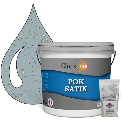 Peinture Effet Pailleté pour Murs & Plafonds - POK PAILLETTE - 10L - Bleu Grisé (1/4)