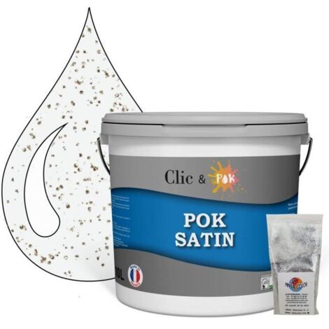 Peinture Effet Pailleté pour Murs & Plafonds - POK PAILLETTE - 10L - Blanc Oxydé (1/4)