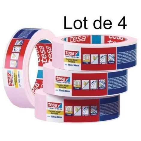 Ruban masquage Lot de 4 TESA KREPP - masquage supérieur délicat - Largeur 38mm