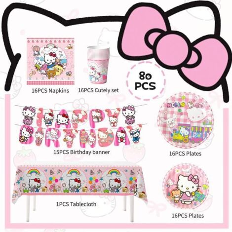 67 Pièces Kit Décoration Anniversaire - Ballons Bannière Assiettes Serviettes