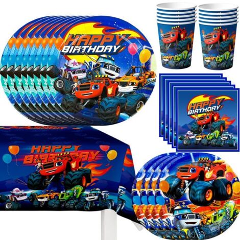 Vaisselle de Fête Monster Truck Assiettes en Papier Jetables,Ensemble de Vaisselle de Fête,Deco Anniversaire Vaisselle Monster Truck (1/5)