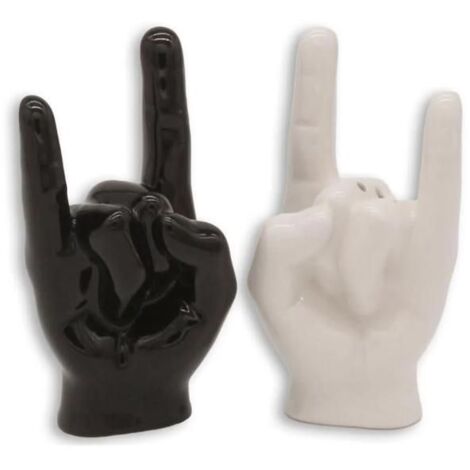 Salière et Poivrière Céramique Rock Hand - Blanc (1/2)