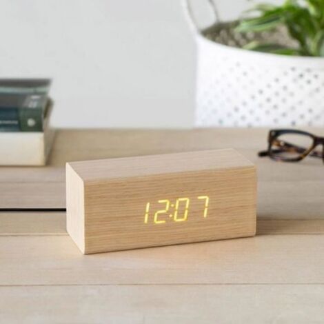 Réveil Multifonctions - Cadeau Maestro - Bois de Chêne - 3 Alarmes - Thermomètre - Calendrier (1/4)