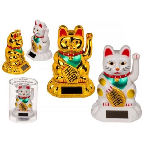 Chat porte-bonheur solaire - OUT OF THE BLUE - Maneki-neko - Plastique résistant - Énergie solaire - 7,5 cm (1/5)