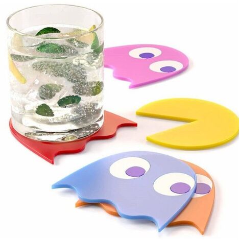 Sous-Verre - Cadeau Maestro - Pac-Man - Multicolore - Antidérapants - Lot de 5 (1/4)