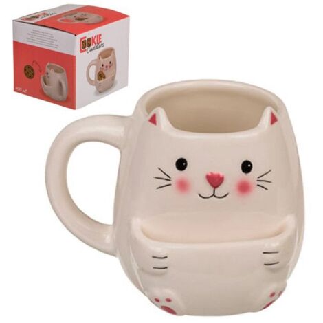 Mug - OUT OF THE BLUE - Cookie Chat - Céramique Dolomite - 40 cl - Support à Biscuit Intégré (1/5)