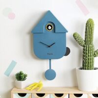 Horloge murale - FISURA - Coucou bleu - Plastique ABS - 21,5 cm - Intérieur
