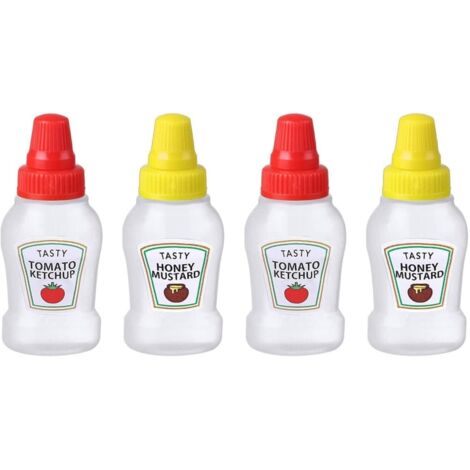 KITANDOVE 2 Pièces Bouteilles Plastique Condiments Étanches - Distributeur Miel Et Sauce Réutilisable
