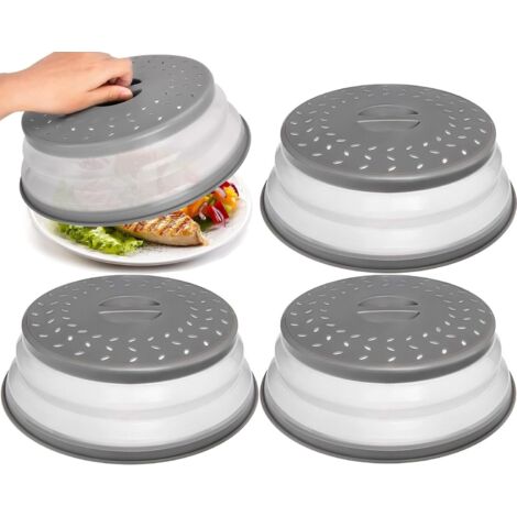 Lot 2 Couvercles Micro-ondes Pliable 26,5cm + 25 Films Alimentaires - Anti-éclaboussures Fruits Légumes