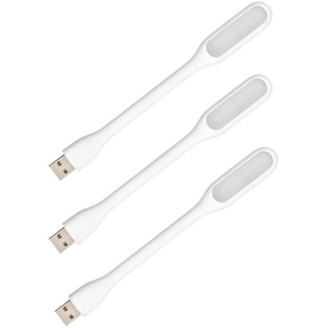 3 Pièces Blanc Lampe Ordinateur LED Flexible USB