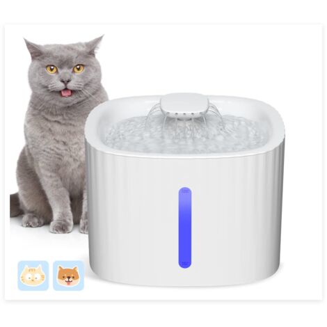Fontaine à Eau pour Chat Chien 3L, Distributeur Eau pour Chat Silencieux avec LED Fenêtre de Niveau d'eau (1/5)