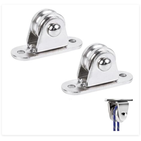 Lot de 2 poulies de renvoi pour cordes, poulies de déviation, poulie avec roulement duplex, poulie avec roulements à billes
