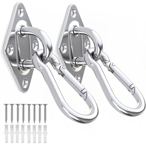 SUPVOX Lot De 2 Crochets De Balançoire En Inox – Pivotants, Pour Hamac, Chaise Suspendue, Portique Extérieur, Robustes SUPVOX Lot De 2 Crochets De Balançoire En Inox – Pivotants, Pour Hamac, Chaise Suspendue, Portique Extérieur, Robustes