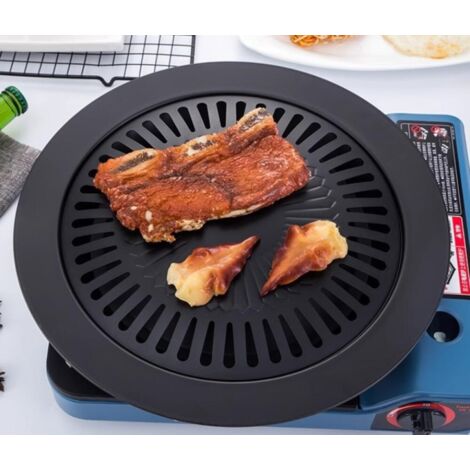 Plaque De Gril Ronde 32 Cm Pour Réchaud De Camping – Antiadhésive, Inox, Avec égouttoir Amovible