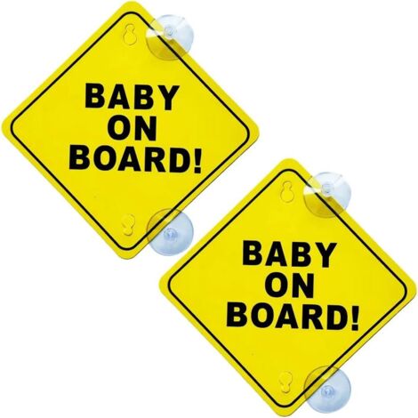 4 Pièces Autocollant Bébé à Bord Voiture, Ventouse, Noir, Moderne, PVC, Rectangulaire, Intérieur (1/5)