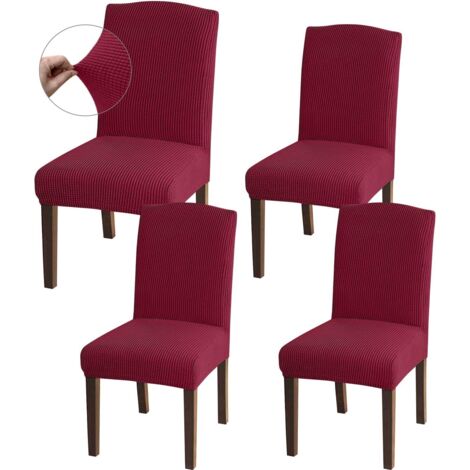 Granbest Lot de 4 housses de chaise de salle à manger à dossier haut, extensibles, lavables et amovibles pour salle à manger, cuisine, fête, hôtel (noir, lot de 4