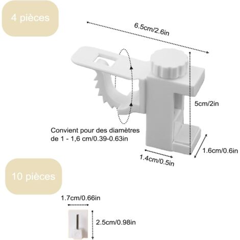 Dressing Rideaux 4 Pièces Support Tringle Rideau Dressing, Support Tringle Rideaux sans ...