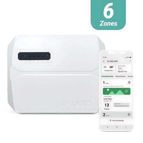 Programmateur arrosage wifi,6 Voies,Automatique,Minuterie Irrigation,Contrôle APP,Réglage Saisonnier INKBIRD IIC-600-WiFi
