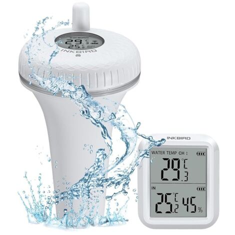 Thermomètre Piscine Flottant,Sans Fil Radio,Thermometre piscine connecte,Lcd Avec Récepteur INKBIRD IBS-P01R Blanc