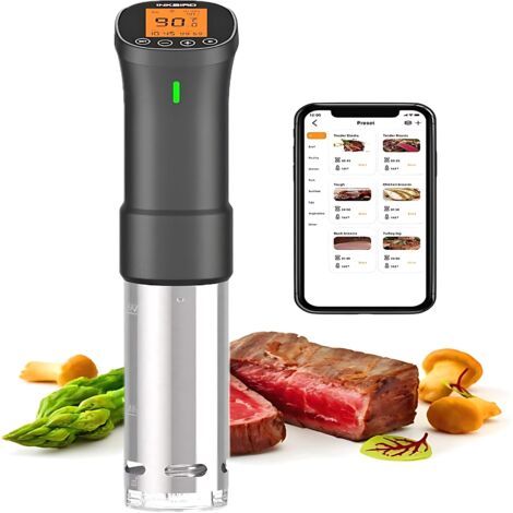 Inkbird ISV-200W Cuiseur Sous Vide WiFi,Cuiseur Oeuf Thermoplongeur Sous Vide Cooker 1000W,Calculateur d'Immersion Cuisinière Thermostat Réglable,Contrôle Précis pour Viande,Oeuf,Légumes