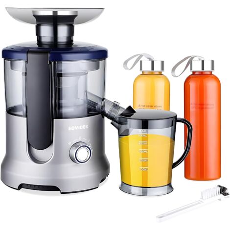INKBIRD Extracteur de jus Centrifugeuse,presse-agrumes à mastication, commande à 3 vitesses,2 gobelets de jus et une brosse de nettoyage (1/5)
