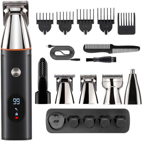 INKBIRD 5 EN 1 Tondeuse Cheveux et Barbe - Sans Fil Rechargeable intégrée à la base - 5 Sabots - Écran LED - 15 Pièces - magnétique