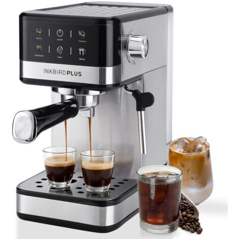 Machine à café espresso INKBIRD – Cappuccino & Latte Cafetière, Machine à Café Chaudière 1350W, Acier Inoxydable, Écran Tactile