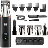 INKBIRD 5 EN 1 Tondeuse Cheveux et Barbe - Sans Fil Rechargeable intégrée à la base - 5 Sabots - Écran LED - 15 Pièces - magnétique