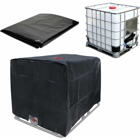 Wassertank-Abdeckplane, IBC-Tankabdeckung für 1000L Behälter, Schutzhaube für Wassertank, Staub-, UV- und Regenschutz, 120x100x116cm (schwarz) (1/5)