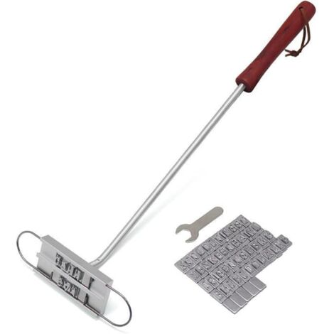 Grillwerkzeugsets, BBQ-Markeisen mit veränderbaren Buchstaben aus Aluminium, Iron-Markeisen für Lebensmittel mit Holzgriff und Aufhängevorrichtung, DIY-freundliches Fleischmarkierungsgerät (1/5)
