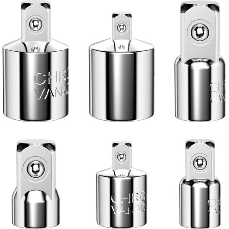 6 Stück Stecknussadapter, Ratschenadapter, Nussadapter, 1/4" auf 3/8", 1/2" auf 3/8", 3/8" auf 1/4", 3/8" auf 1/2", 1/2" auf 1/4", 1/4" auf 1/2" für Nüsse und Bits (1/5)