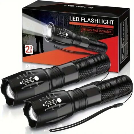 Ultra leistungsstarke LED-Taschenlampe 2 Stück, 2000 Lumen Mini-Taschenlampe für Kinder mit 5 Modi, IPX6 wasserdicht, bruchsicher, taktische zoombare Taschenlampe für Camping, Angeln, Wandern, Notfäll (1/5)