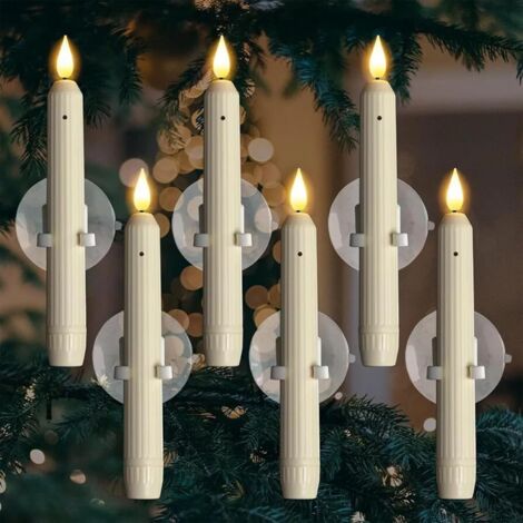 Set aus 6 Fensterkerzen mit Dämmerungssensor, LED-Flammenlose Kerze mit Saugnapf, Fensterdekoration für Halloween und Weihnachten (1/5)