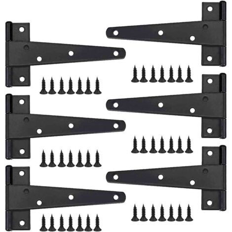 Robuste Türscharniere, Türscharniere, schwarze Türscharniere, flache Edelstahl-Scharniere, Eisen-Türscharniere, verstärkte Türscharniere für Türen, Fenster und Gartenschuppen (1/5)