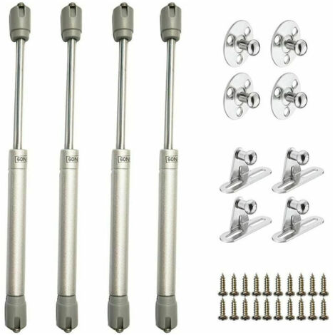 Satz von 4 hydraulischen Gasdruckfedern zum Heben von Schranktüren, Küchenschränken – Dämpfer mit Scharnier, 60N / 6kg, Länge 270 mm (1/5)