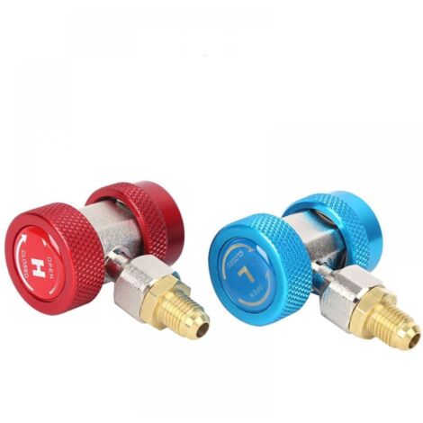 R134A-Adapter, Schnellkupplungsverbinder für Klimaanlagen, obere und untere Kältemittel-Schnellanschlüsse für 1/4"-Kältemittelspender (1/5)