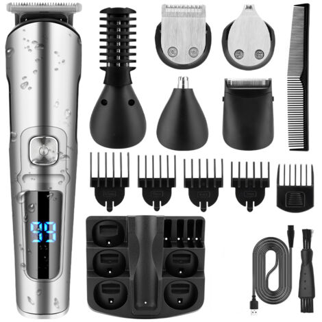 Barberschere, Haarschneider für Männer, 6-in-1 Gesichts-Pflegeset, Haarschneider, wasserdarker Elektrorasierer, Haarschneider, Trimmer (1/5)