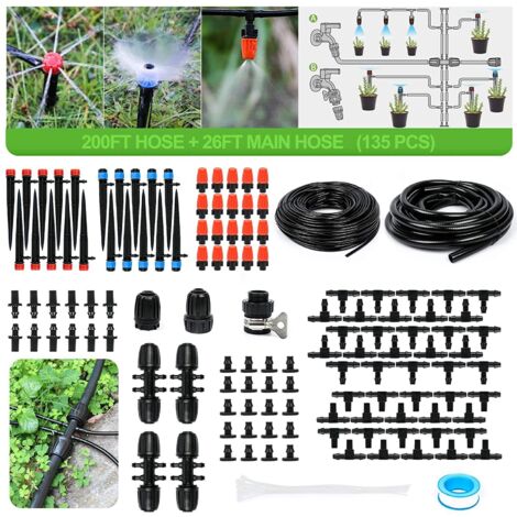 Automatisches Tropfbewässerungs-Set – 135 Stück – Ideal für die automatische Bewässerung im Garten und bei Pflanzen – Inklusive 60 m + 8 m Tropfrohr (1/5)