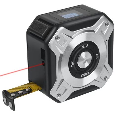 Laser-Entfernungsmesser 2-in-1, wiederaufladbares Laser- und Maßband mit 40 m Laser und 5 m Maßband, USB wiederaufladbar mit Hintergrundbeleuchtetes LCD, Digitalanzeige für Länge/Fläche/Volumen/Messun (1/5)
