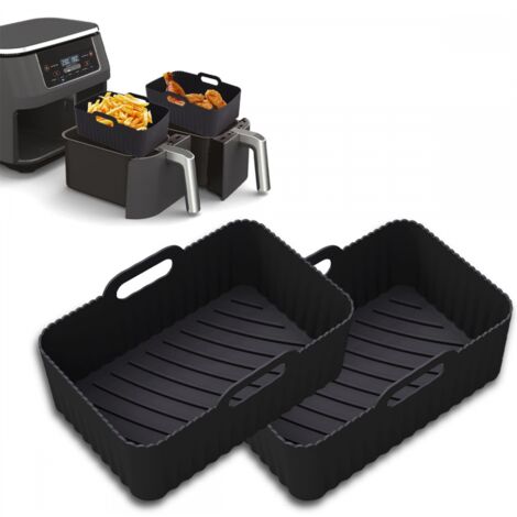2er Pack Air Fryer Form, Air Fryer Zubehör für Ninja Foodi AF400EU AF300EU Double Stack SL400EU 9,5L, Silikon-Form für Airfryer, Airfryer-Topf für Instant Pot Ultenic MasterPRO Heißluftfritteuse