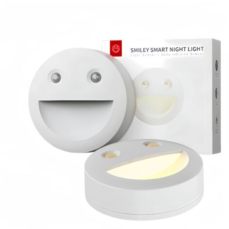 Lächelnde Nachtlampe mit Bewegungssensor, 4 Modi, magnetisch, energiesparend, warmweiß/kaltweiß, batteriebetrieben, intelligente Kinder-Nachtlampe ideal fürs Kinderzimmer (1/5)