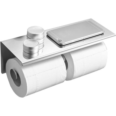 Doppelter Toilettenpapierhalter aus Edelstahl – Wandmontage – Silber – 27 × 10 × 10 cm (1/5)
