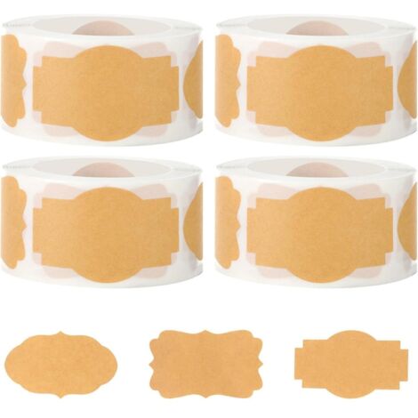 1000 Stück Marmeladenetiketten, 3 verschiedene Designs, beschreibbare Obstetiketten für Marmeladengläser, Bastelarbeiten, Geschenkverpackungen (4 Rollen) (1/5)
