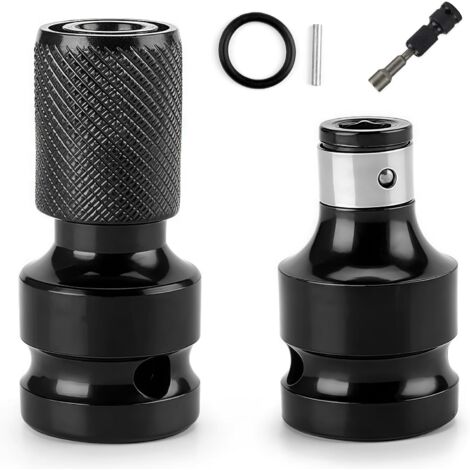 Set mit 2 Steckschlüsseladaptern, 1/2" auf 1/4" Ratschenadapter, Steckschlüssel-Bit-Adapter für Schlagschrauber und Schraubendreher-Bithalter (Schwarz) (1/5)