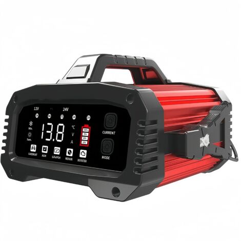 25A Autobatterieladegerät für 12V/24V Lithium-Batterien, mit automatischer Reparaturfunktion, LCD-Bildschirm, 200-Sekunden-Starthilfe, Ladegerät für Autos, Motorräder, LKWs, LiFePO4- und AGM-Batterien (1/5)