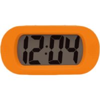 Digitaler Kinderwecker mit Snooze-Funktion und Nachtlicht – Großes LCD-Display – Stoßfestes Silikon-Gehäuse – Kompakt und leicht – Orange