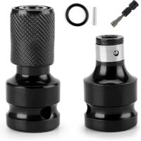 Set mit 2 Steckschlüsseladaptern, 1/2" auf 1/4" Ratschenadapter, Steckschlüssel-Bit-Adapter für Schlagschrauber und Schraubendreher-Bithalter (Schwarz)