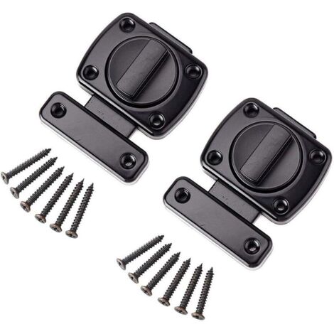 Juego de 2 pestillos de puerta giratorios, pestillos de seguridad, color negro (1/5)